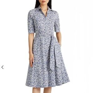 Lauren Ralph Lauren Fit-&-Flare Shirt Dress Blue Floral | Women’s Size 2